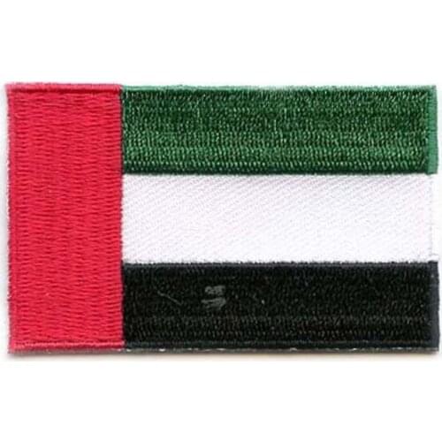 United Arab Emirates Embroidery Patches Made by Twill with Heat Cut and Iron On Backing MOQ 50pcs Free Shipping