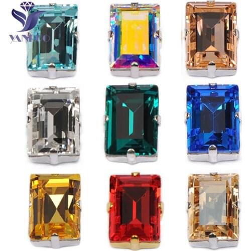 YANRUO 4527 Step Cut Top Sewn Diamond Crystal Pointback Glass Rhinestones Sewing Strass Stones For Clothes Dresses