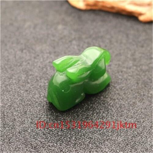 Jadeite Women Jewelry Rabbit Green Fashion Natural Men Gifts Hand Amulet Small Jade Charm Carved ornaments for Chinese