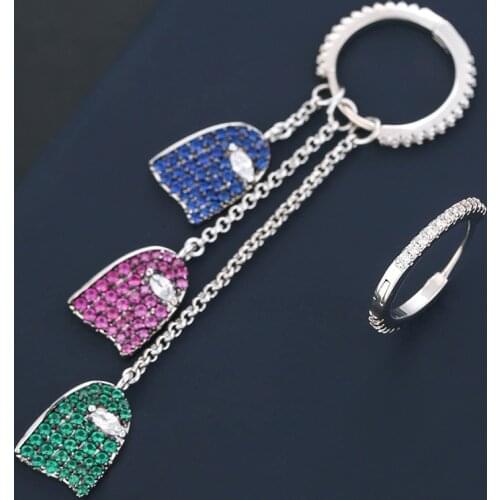 UMGODLY Luxury Brand Colorful Cubic Zirconia GHOST GANG Asymmetric Earrings Women Girl Monaco Jewelry Love 80s Collection