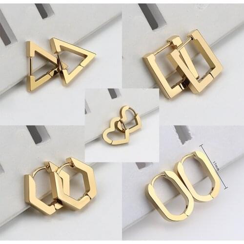 MEYRROYU Stainless Steel 3 Color Mini Geometric Earrings 2021 Trendy Hoop Earrings For Women Men Fashion New Gift Party Jewelry