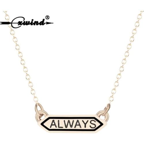 Cxwind Letter Always Necklaces Collar Bijoux Statement Bar Necklace Pendant for Women Jewelry Wholesale collares 2019