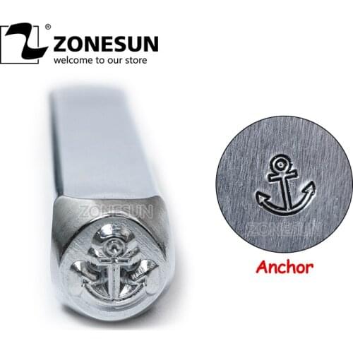 ZONESUN Custom Logo Anchor Steel Stamps Mold Metal Stamping Tools For Jewelry Gold Ring Bracelet Necklace