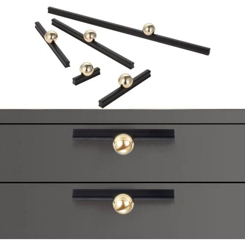 1 PC Zinc Alloy Gold and Black Cupboard Door Pulls Drawer Knobs Modern Cabinet Handles Bedroom Door Furniture Handle Home Decor