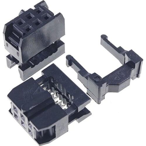 10 Pcs 0.100" 2.54mm 6 Pin dual Row IDC Connector 2 rows 6 position Rectangular Female Socket Receptacle Ribbon Cable FC-6