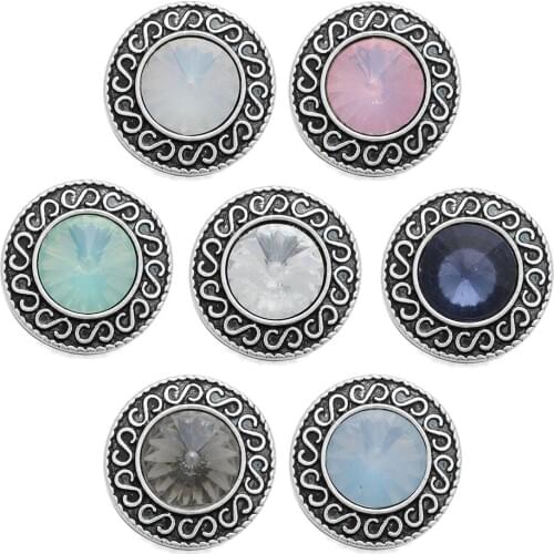 10pcs/lot Snap Jewelry Buttons Birthstone Rhinestone 18mm Snap Buttons Fit 18mm Snap Bracelets Women Alloy button jewelry