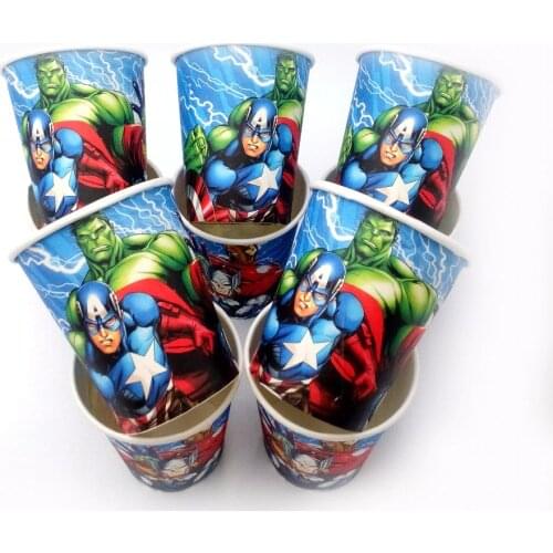 10Pcs The Avengers Party Supplie Birthday Party Decoration Superhero Hulk Ironman Disposable Paper Cup For Baby Shower Favor