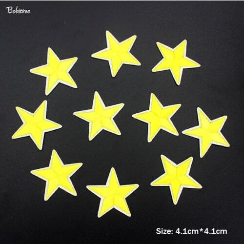 10 pcs Yellow Stars Small Applique Ironing Patches Embroidered Stickers for Clothes Sewing Cloth Decoration DIY Acessories