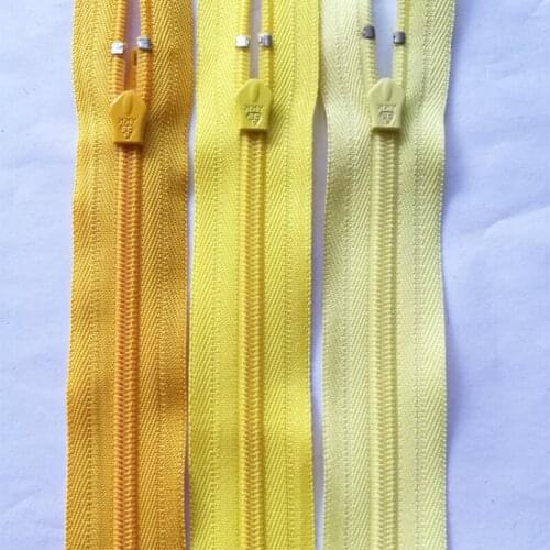 100 Pcs/lot YKK Nylon Zipper COIL Close End Fastener Yellow for Pants Bag Dress Handmade Art Diy Wholesale