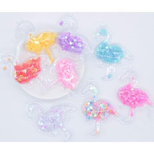 16Pcs Transparent PVC Filling Sequins A Hole Flamingo Appliques for DIY Headwear Hairpin Bow Ring Pendant Decor Accessories P12