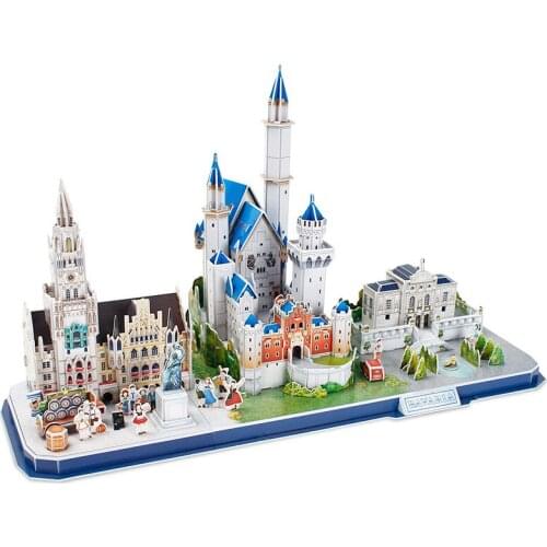178pcs Diy Miniature Dollhouse Kit 3D Building Model Making Bavaria Cities Doll House Furniture Toys For Children Birthday Gift