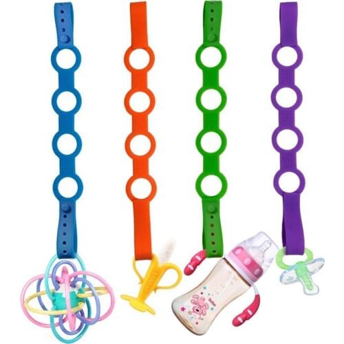 4pcs Random Silicone Pacifier Clips Toy Safety Straps Bottle Toy Harness Straps for Strollers Shopping Trolley Cars Cribs Bags