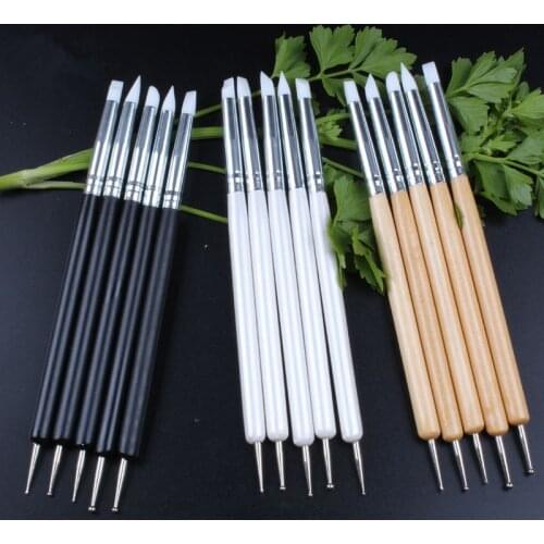 New 6 Colors 5Pcs/Set Stainless Steel Two Head Sculpting Polymer and Soft Pottery Clay Tool Silicone Modelling Art Shaper Tools