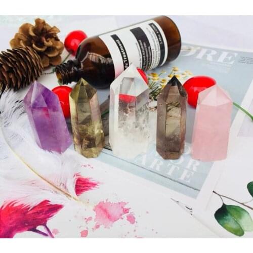5pcs natural citrine,amethyst,rose,clear,smoky quartz Crystal gemstone point Metaphysical chakra healing crystal decor wholesale