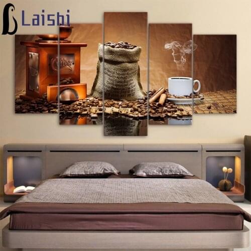 5pcs Full Square&round drill 5D DIY Diamond embroidery Coffee Diamond Painting Cross Stitch Rhinestone Mosaic Kitchen Home Decor