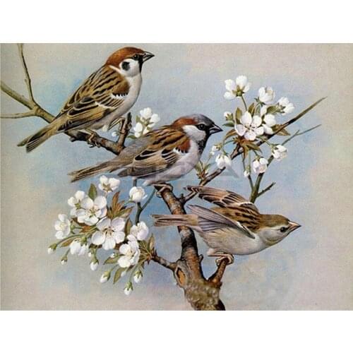 5D Diy Diamond Painting Sparrow Bird And Flowers Embroidery Picture Round Square Rhinestones Mosaic Cross Stitch Art Home Decor