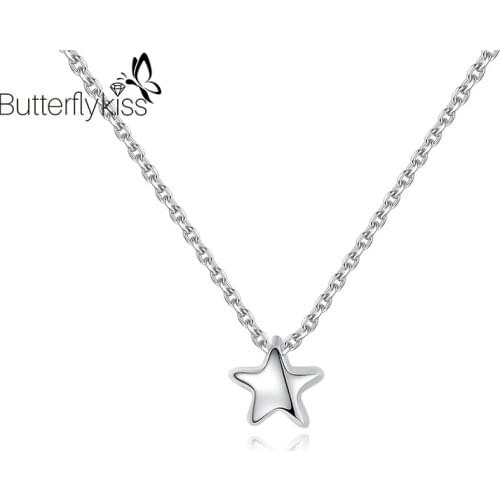BK Simple Star Pendants Necklace For Women 925 Sterling Silver Elegant Girls Long Chain Fine Jewelry Anniversary Wedding Party