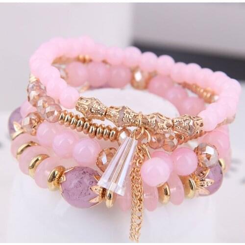 YADA 2021 Europe&America Tassel Bracelets&Bangles For Women Beads Bracelets Charm Crystal Jewelry Multi-layer Bracelet BT210005
