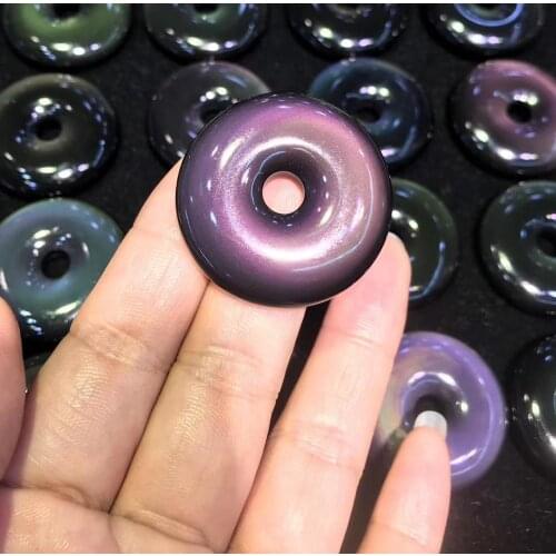 34-35mm donut shape rainbow obsidian stone beads natural gemstone beads DIY loose beads for jewelry making wholesale