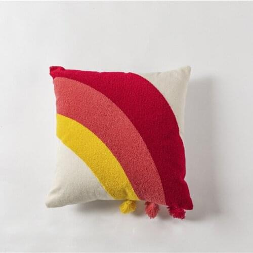 Rainbow Pillow Case Nordic Cotton Back Pillows Cover Embroidery Colorful Pillowcase Christmas Decorations for Home Room 45*45cm