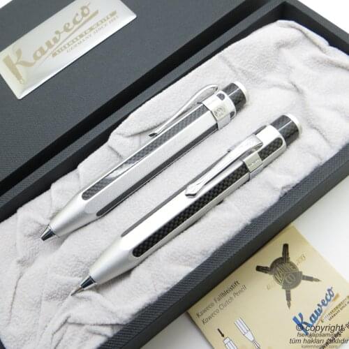 Kaweco Black Silver Metal Ballpoint Pen + 07 Versatil Pen Set | İsme Special Pen