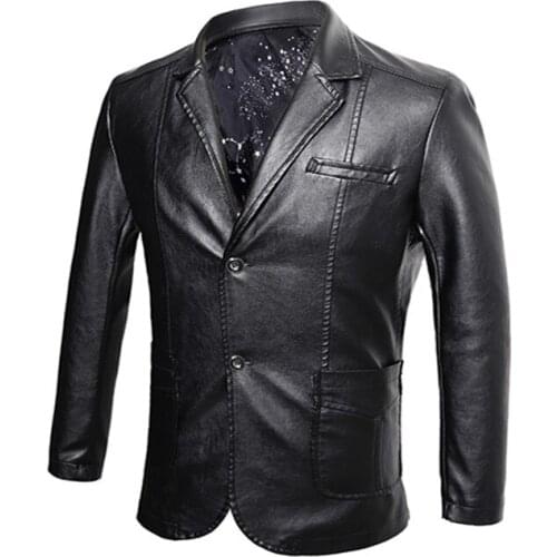 Spring Autumn Leather Jackets Men Smart Casual Pocket Decoration PU Leather Jacket M-6XL