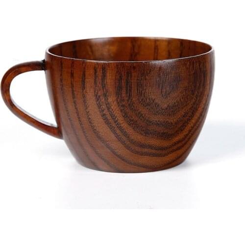 Wooden features with handle mug wooden coffee cup simple hand glass wooden cup