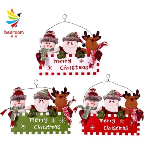 DIY Christmas Wooden Deer Doorplate Pendants Decoration Wood Crafts Christmas Tree Ornaments Home Decor Supplies 30X23.5 CM