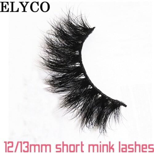 Elyco wholesale Short mink lashes popular 12/13mm 3D real mink eyelashes hand made false eyelash vendor