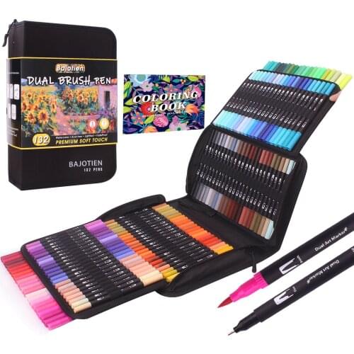 Felt Tip Pens, Watercolour Brush Pen Set, Fineliners Art Markers, Water Based for Calligraphy Drawing Sketching Coloring Book