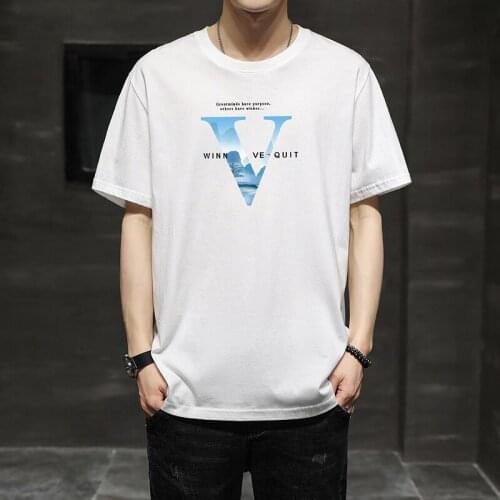 Mens T Shirts Cotton Short Sleeve 3D Print Colorful V Letter Pattern Loose Comfortable O Neck Casual Mens Clothing Hot Sell