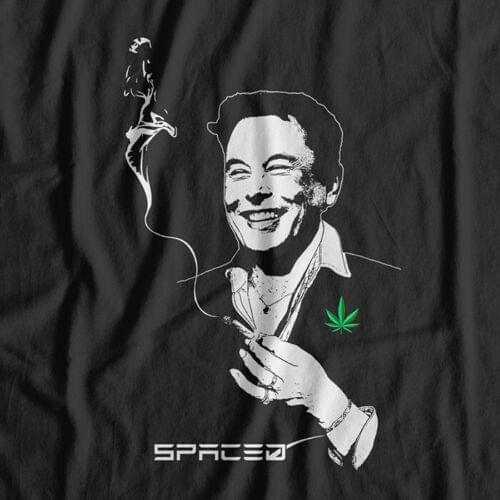 Spaced Elon Musk Smoking Weed T-Shirt Onjoe Rogan Starlink Spacex Cannabis Tesla