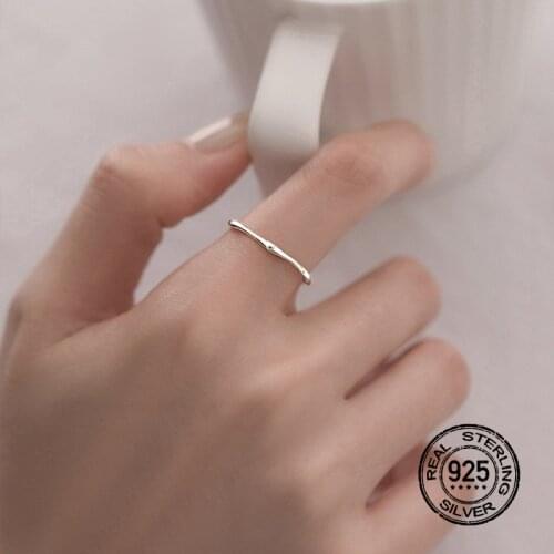 925 Sterling Silver Rings For Women Opening Adjustable Plain Circle Simple Wedding Jewelry Retro Desgin Korean Lady Gift INEFFA