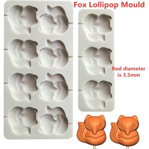 Fox Silicone lollipop Mold candy mold Chocolate Baking Candy Polymer Clay Molds DIY Party Fondant Cake Decorating Tools18151-152