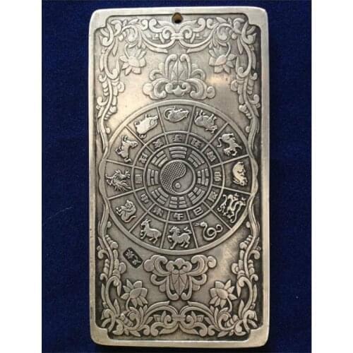 Copper Statue Chinese Tibet Silver Chinese Zodiac Rabbit Bullion Thanka Amulet Thangka Small Pendant Statue