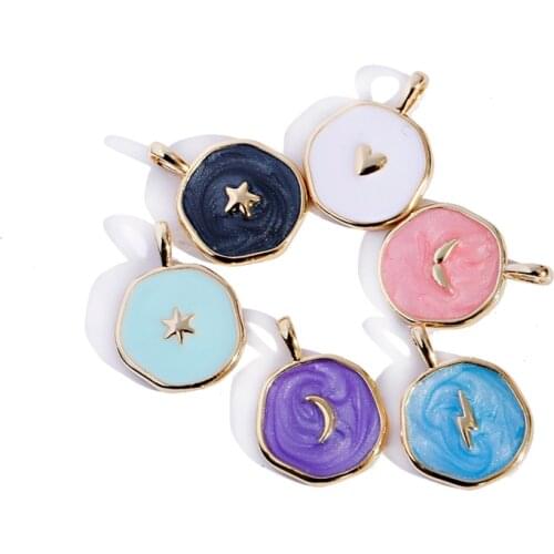 Fashion Necklace Pendant Beads Classic Alloy Drop Oil Love Heart Moon Lightning Necklaces Round Party Gift Jewelry For Women