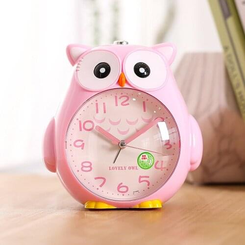 Cartoon Cute Owl Mute Desktop Alarm Clock Lovely Student Wake Up Table Alarm ClockWith Backlight For Kid Beedroom