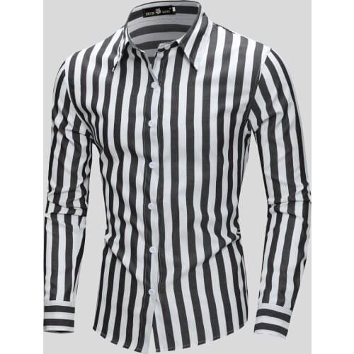 2020 Mens Plaid stripe Cotton Dress Shirts Male High Quality Long Sleeve Slim Fit Business Casual Shirt Plus Size S-2XL