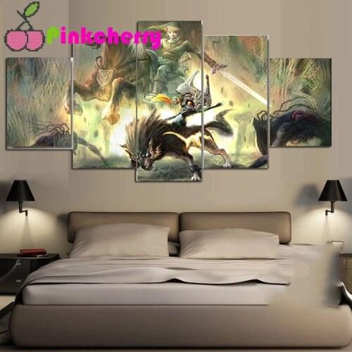 5D Full Square Drill Diamond Embroidery Wall Art Animated Boy Beast Wolf Mosaic Diy Diamond Painting child gift Decor 5pcs k796