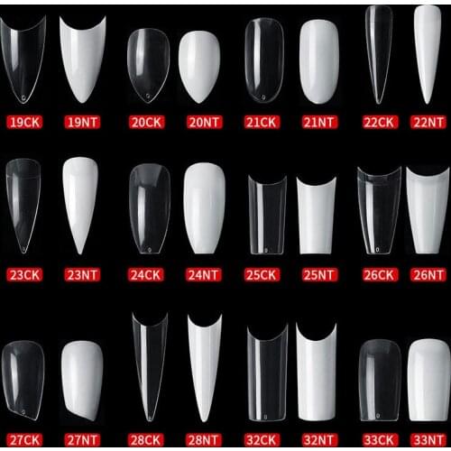 500pcs Full Coverage Fake Nails Full/Half Acrylic Transparent French Water Drop Pointed Nail Stickers Pressed On The Nails