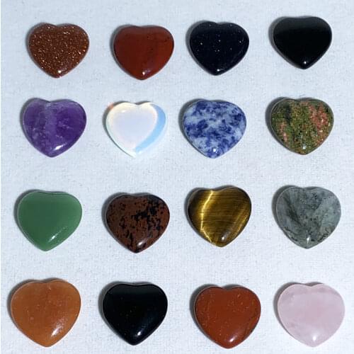 Natural Crysta Stone Love Heart Shape Ornaments Colorful Rough Seven Chakra Mineral Ore Fashion Jewelry Spiritual Healing Yoga