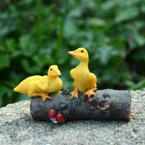 Creative Little Yellow Duck Ornament Lovely Resin Simulation Animal Micro Landscape Flower Pot Decoration Miniature Fairy Garden