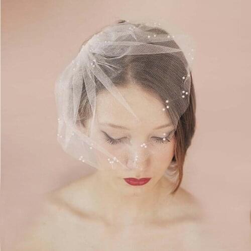 One Layer New White Ivory Bridal Net Pearls Birdcage Face Veils Charming Wedding Veil Hats Fascinator Veils with Comb UK