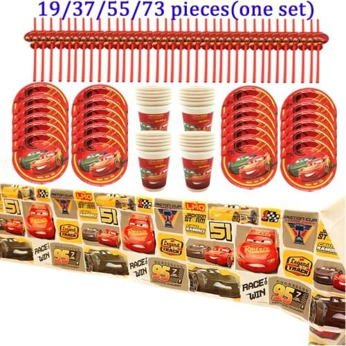 Pop Birthday Party Decorations Kids Boy Car Theme Disposable Cup Plates Drink Straws Tableware Set Baby Shower Party Tablecloth