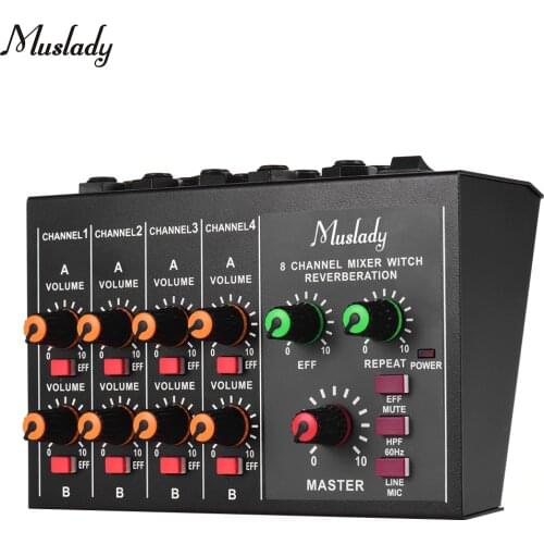 Muslady MX8 Portable 8 Channels Stereo Audio Sound Mixer Low Noise with Echo Effect mixer audio midi audio mixer audio interface