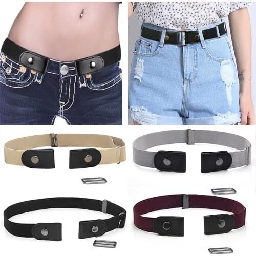 No Buckle Stretch Belt Buckless Belt Invisible Solid Color Elastic Waist Belt Unisex For Jeans Pants For Women Men