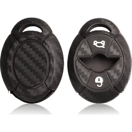 Bilchave 10pcs/Lot 2 Buttons For BMW Mini Cooper S R50 R53 Carbon Fiber Silicone Remote Car Key Fob Case Cover Protect
