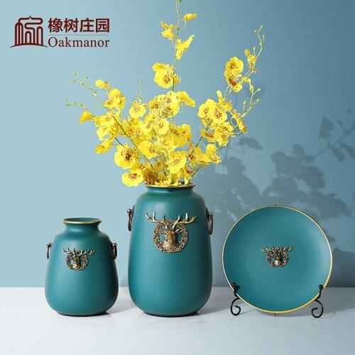 Nordic luxury ceramics flowers vases ornaments family living room model room dining table, flower arrangement American ho
