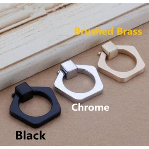 Modern Simple Fashion Drop rings drawer shoe cabinet knob pull , chrome black brushed brass kitchen cabinet handle diamond knob
