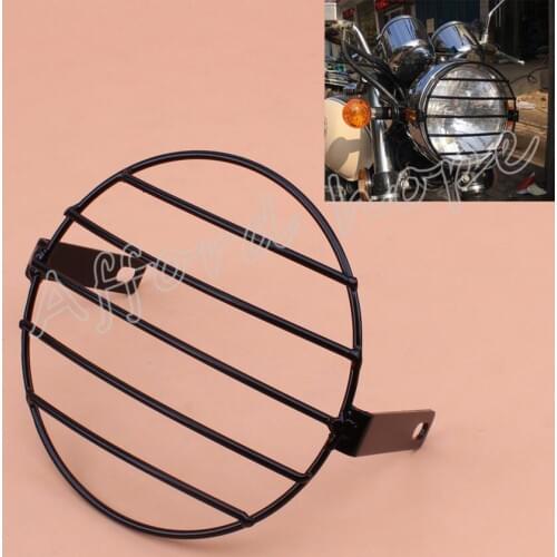 Universal Fit For Honda Yamaha Kawasaki Chopper Motorcycle Metal Grill Side Mount 7.4" Headlight Cover Mask Vintage Old School